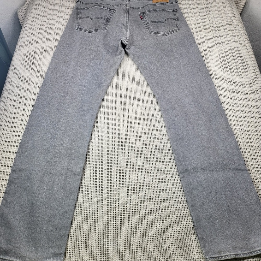 Levis 501 Jeans Mens 36x34 Gray Light Wash Button Fly Straight Denim Pants - Picture 7 of 8